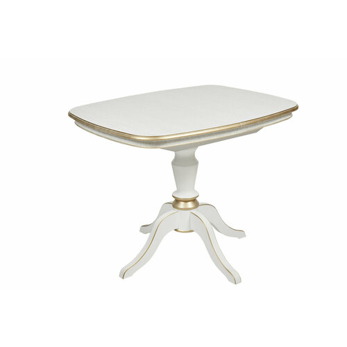 Стол кухонный София-1 деревянный прямоугольный раздвижной на одной ножке классика мебель из дерева на кухню для дома дачи массив дерева бук белый патина золото 39300₽