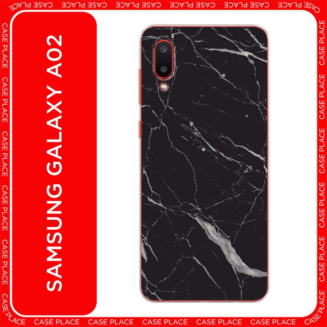 Чехол на Samsung Galaxy A02 / Самсунг Галакси А02 с принтом Черный минерал