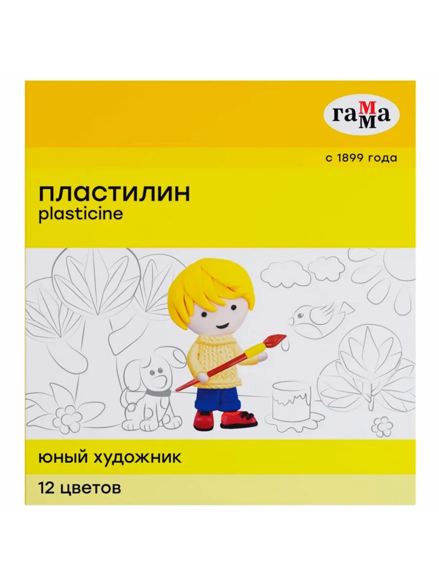 Пластилин на основе воска классический, 12 цветов, 168 г, со стеком