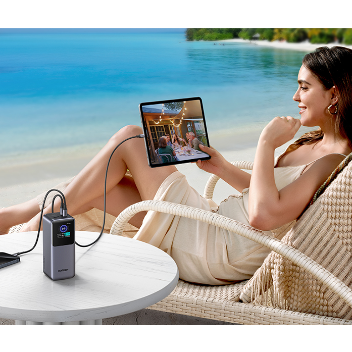 Внешний аккумулятор Ugreen PB722 (35525) PD3.1 25000mAh, 200W 2хType-C +1хUSB, серый/ повербанк — фото 1