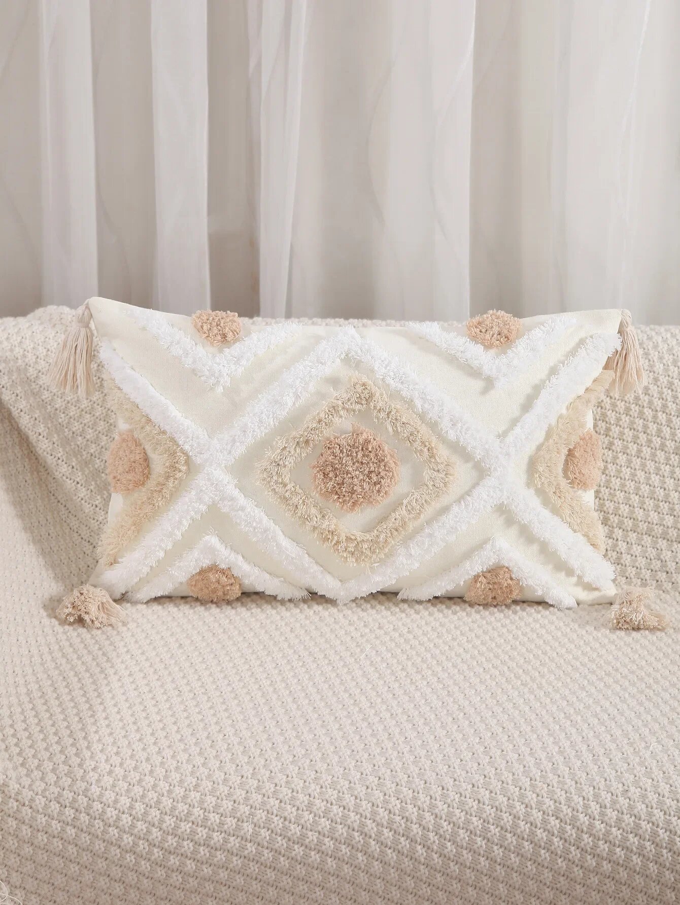 Хлопковые чехлы для подушек в стиле бохо, 30x50cm pillowcase, Бежевый