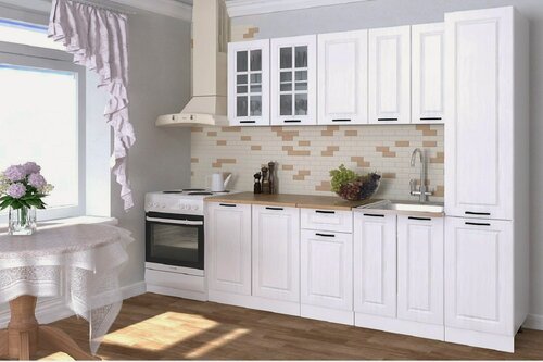 Изображение товара Кухонный гарнитур Белый Вегас, длина 2200 мм, с пеналом, фасад МДФ