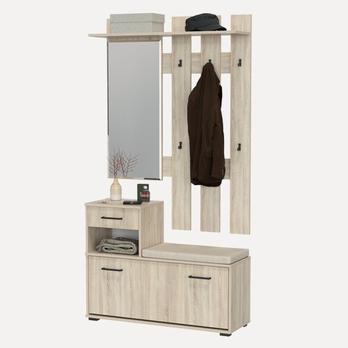 Изображение товара Прихожая Лира 2-0714+2-3814, цвет дуб сонома, 100х33х185 см, универсальная сборка