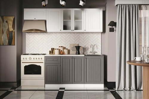 Изображение товара Кухонный гарнитур Хозяюшка 1.5 м + ГАЗ600 Акация белая/Трюфель