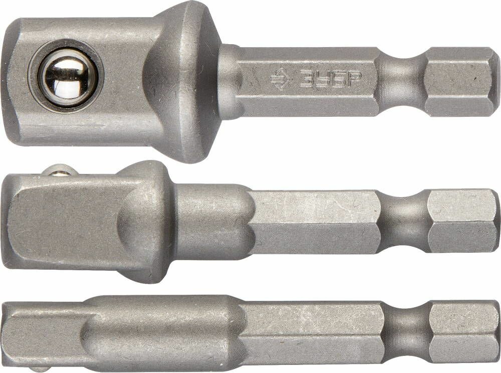 Адаптеры под торцевые головки с хвостовиком U-типа под биты 3шт ЗУБР