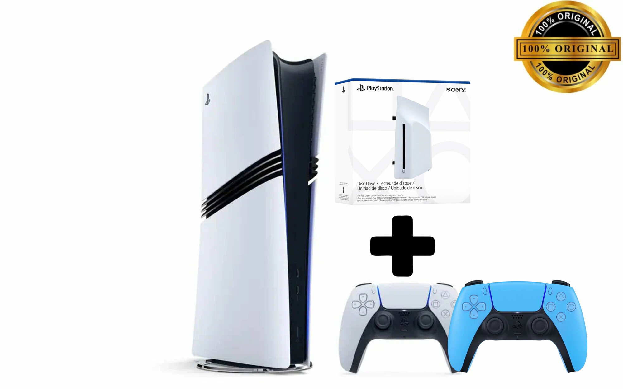 Игровая приставка Sony PlayStation 5 Pro Digital Edition, 2Tb SSD, белый, 2 геймпада (белый и голубой), дисковод