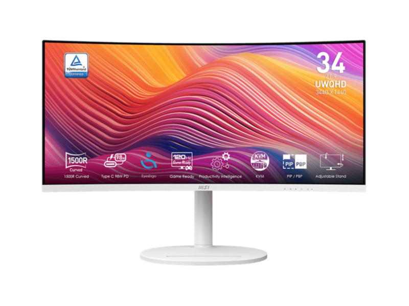 Монитор 34" Modern MD342CQPW White (VA, 3440x1440, HDMI+HDMI+DP+Type C, 4 ms, 178°/178°, 300 cd/m, 3500:1 (100M:1), 120Hz, Spk, Curved 1500R)