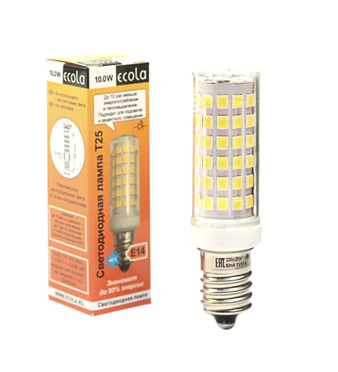 Лампа светодиодная Ecola E14 T25 10 Вт 4000 K для холодильников и швейных машин