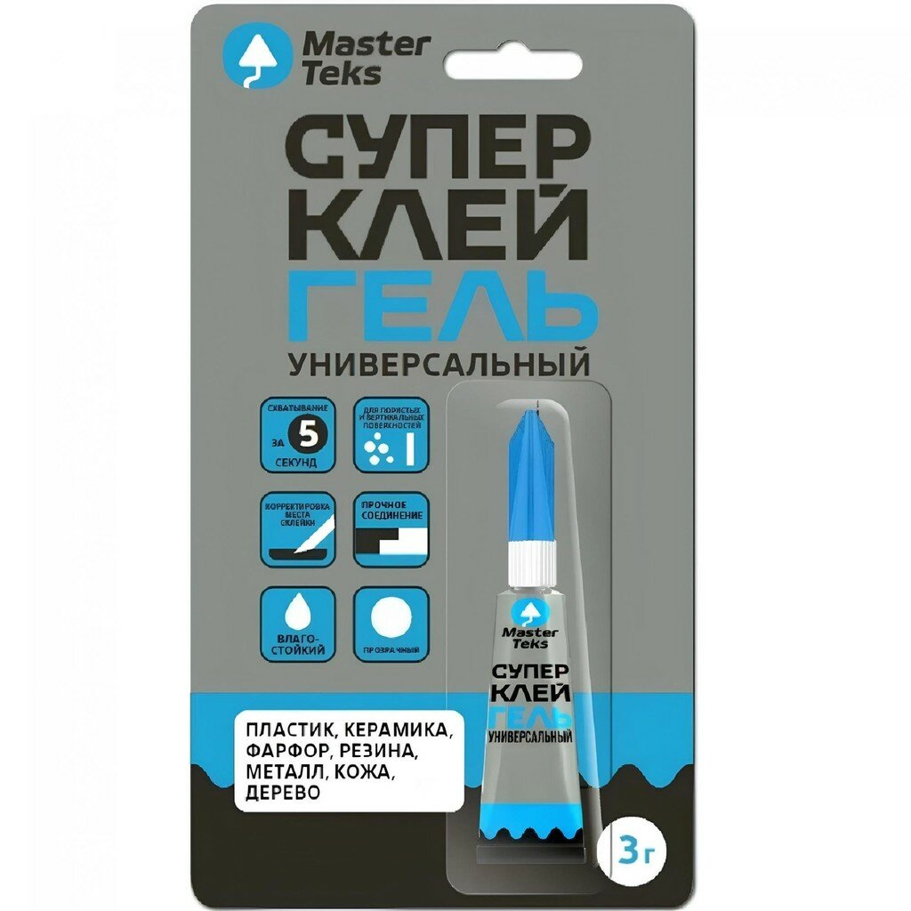 MasterTeks супер-клей гель цианоакрилатный универсальный 3 гр прозрачный