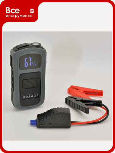 Изображение товара Пуско‑зарядное устройство Power Bank с литий‑полимерным аккумулятором, функцией фонарика и 12/220 В для автомобилей