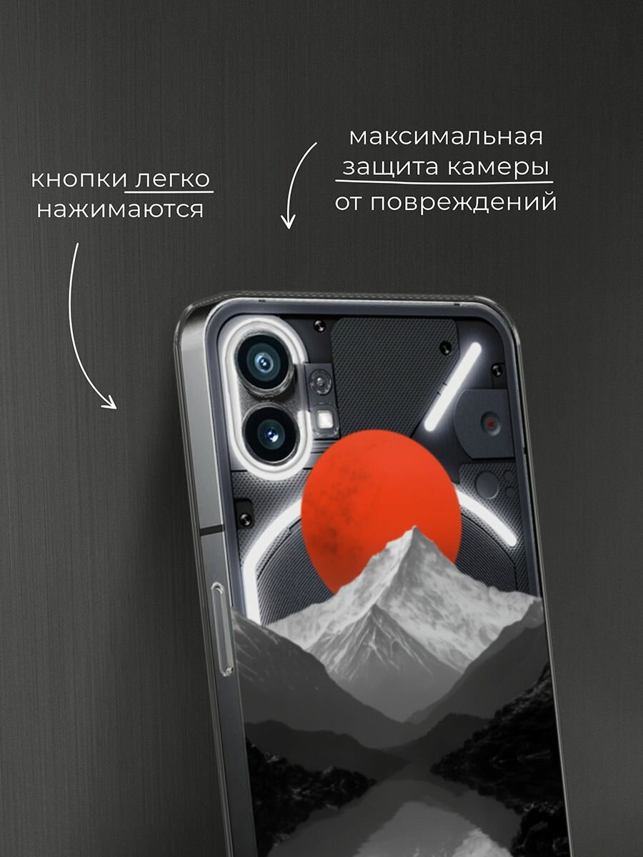 Чехол на Nothing Phone 1 / Нафинг Фон 1 с принтом Белая гора 2, прозрачный — фото 1