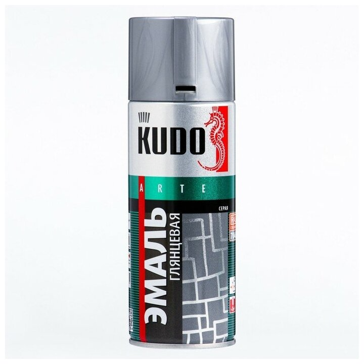 KUDO аэрозольная Эмаль универсальная глянцевая серый, 520 мл