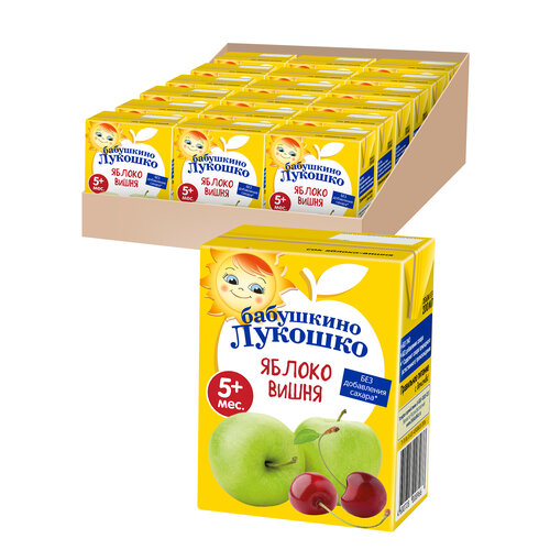 Сок осветленный Бабушкино Лукошко Яблоко-вишня (Tetra Pak), с 5 месяцев, 0.2 л, 18 шт. в уп. семена томат бабушкино лукошко