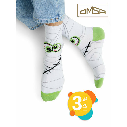 фото Носки omsa, 3 пары, 3 уп., размер 39-41, зеленый