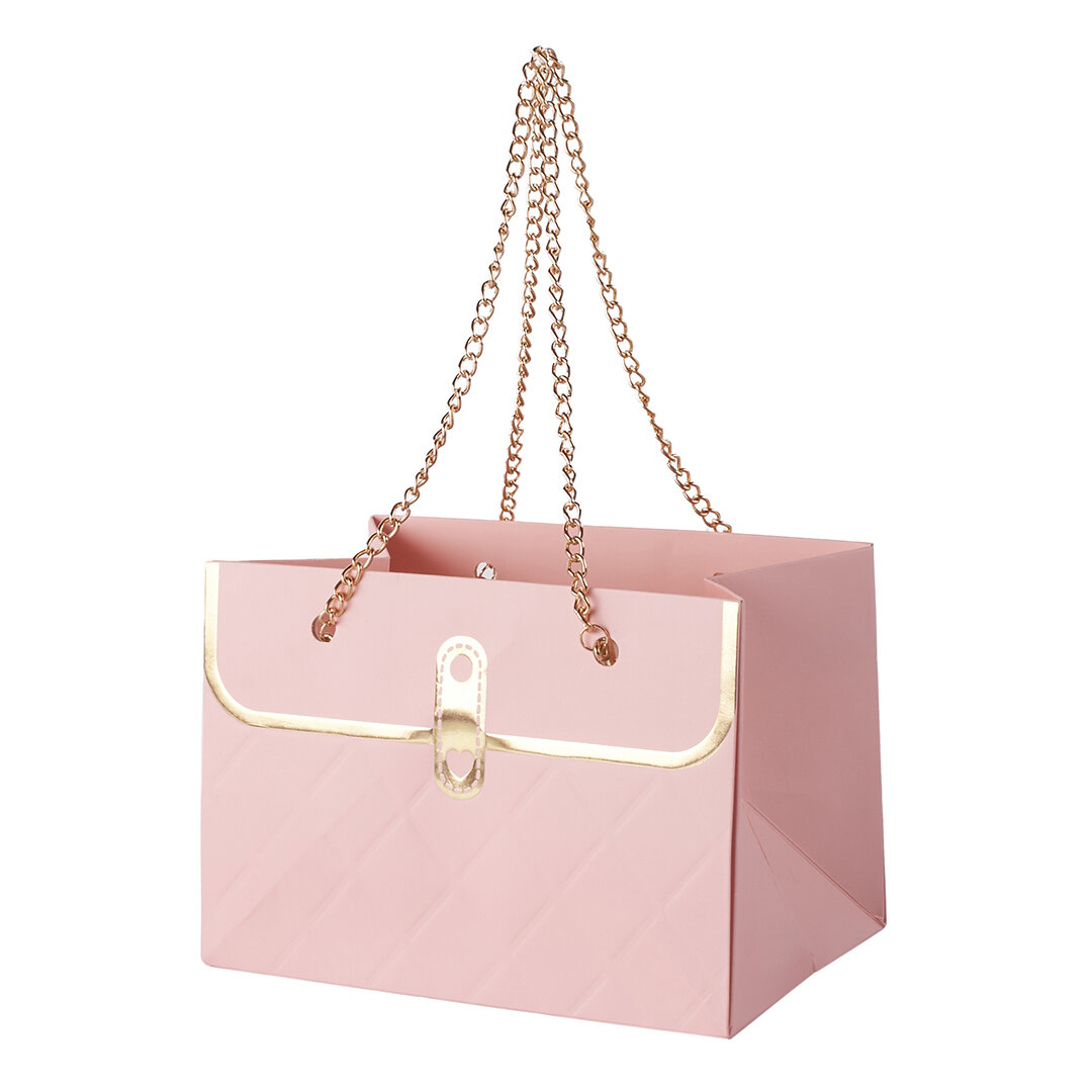 фото Пакет для цветов, Сумочка с металлической ручкой, Гламур, Белый, 10*15*10,5 см, 1 шт.