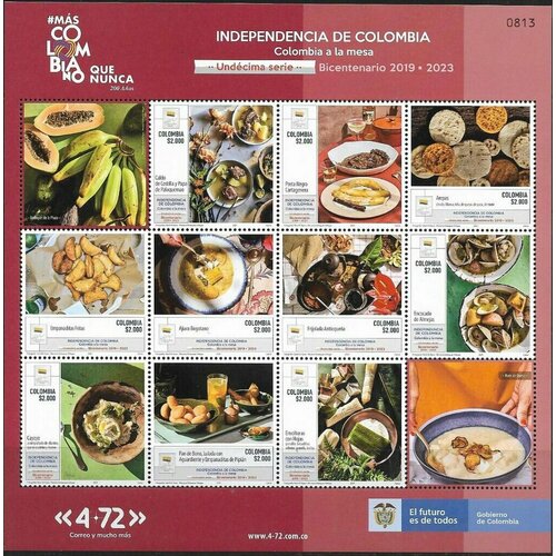 Почтовые марки Колумбия 2021г. Независимость Колумбии - за столом Еда MNH почтовые марки колумбия 2021г всемирное наследие юнеско кофейный культурный ландшафт колумбии еда юнеско архитектура туризм mnh