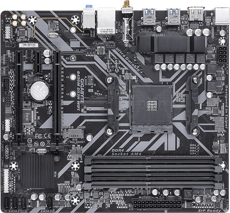 Материнская плата Gigabyte B450M DS3H WIFI Soc-AM4 AMD B450 4xDDR4 mATX AC`97 8ch(7.1) GbLAN RAID+HDMI