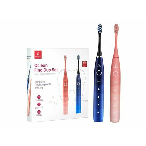 Электрическая зубная щетка Oclean Find Duo set синий красный 2 шт 886600₽