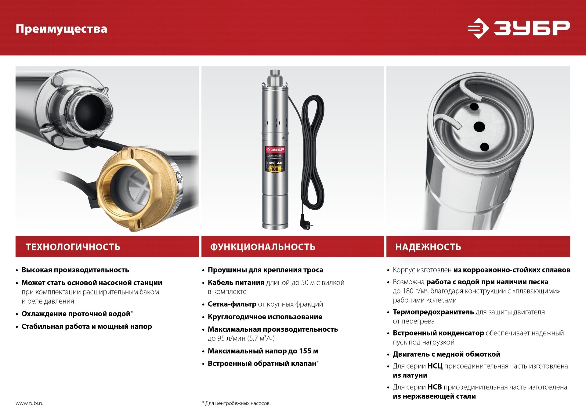 Скважинный насос Зубр НСЦ-100-135 - фото №11