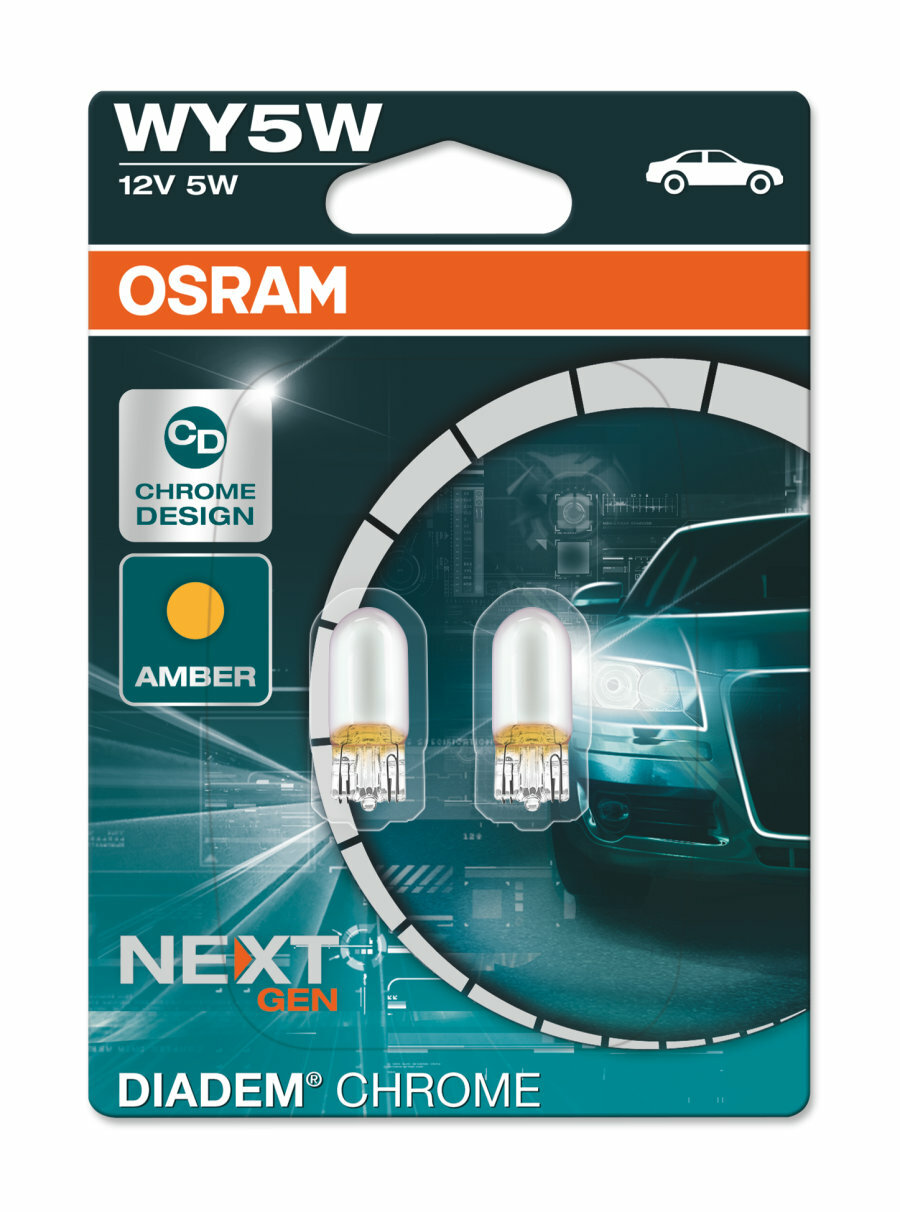 Лампа автомобильная накаливания OSRAM DIADEM CHROME 2827DC WY5W 12V 5W W2.1×9.5d 3200K 2 шт.