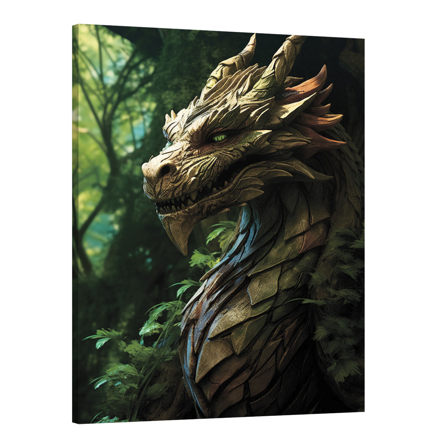 Интерьерная картина 50х70 "Древний дракон из дерева"