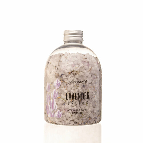 Соль для ванны GREENMADE с цветами лаванды, 500 гр