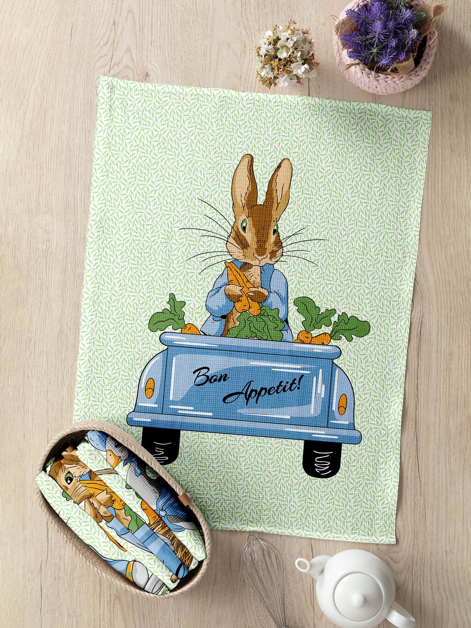 Набор вафельных полотенец 45х60 (6 шт.) "Mia Cara" рис 30632-1 Garden bunny - фотография № 10
