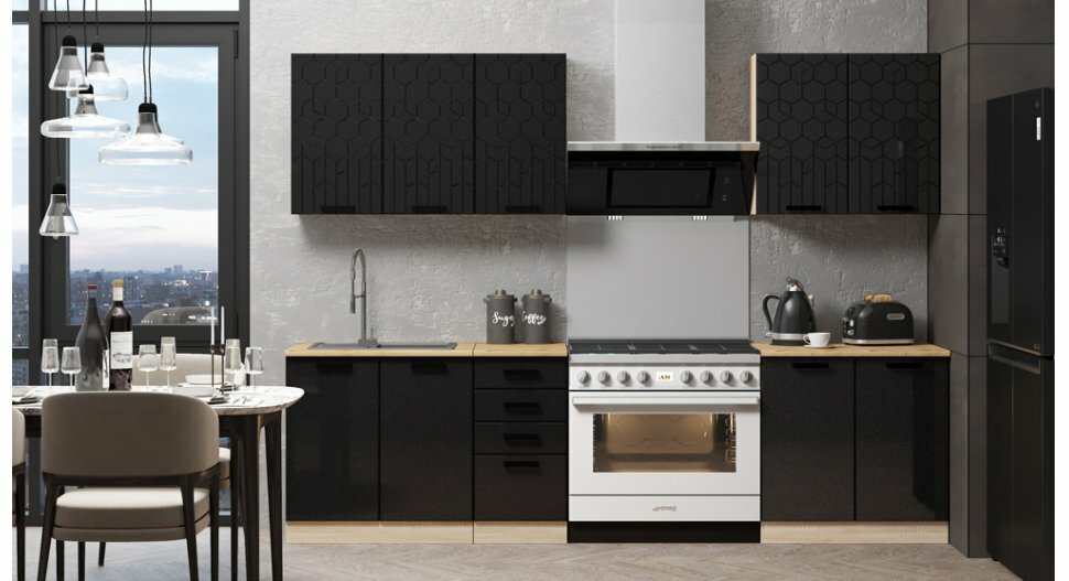 фото Кухня "Геометрия" 2,0 м - Черный металлик