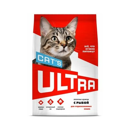 ULTRA Полнорационный сухой корм для стерилизованных кошек с рыбой 600 гр