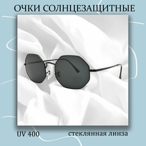 фото Солнцезащитные очки металлическая оправа фигурной формы со стеклянными линзами, черный miscellan