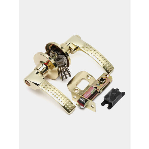Ручка-защелка дверная с ключ и фиксатором золото 2199₽