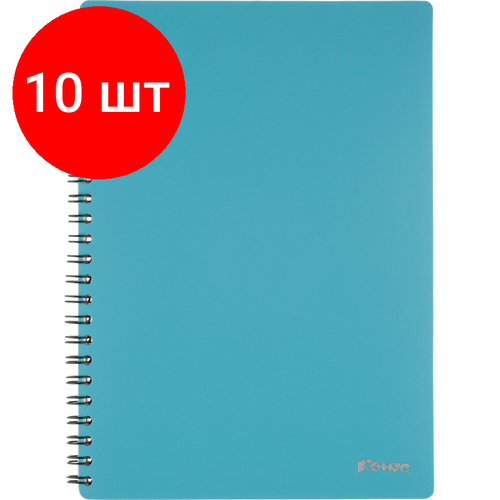 Комплект 10 штук, Бизнес-тетрадь Комус А5 60л, кл, обл. пластик, спираль, голубая Classic комплект 2 штук бизнес тетрадь комус а5 60л кл обл пластик спираль голубая classic