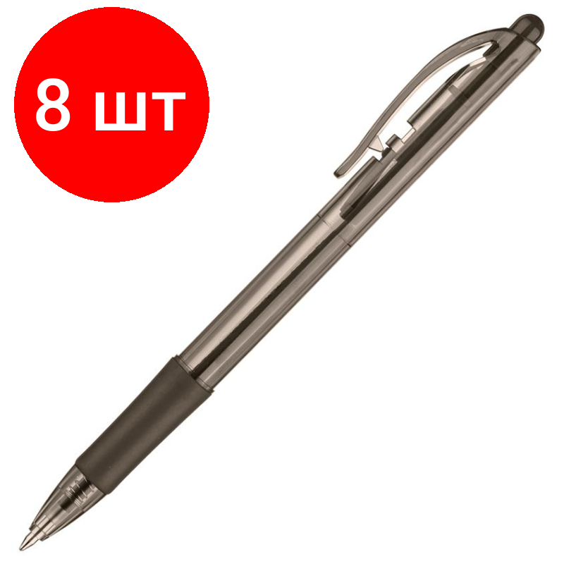 Комплект 8 штук, Ручка шариковая автомат. PENTEL BK417-А рез.манж.черн ст. 0.7мм