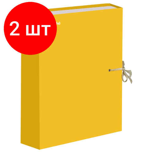 Комплект 2 штук, Папка архивная Attache Bright Сolours А4 лам. карт, желтая 50мм