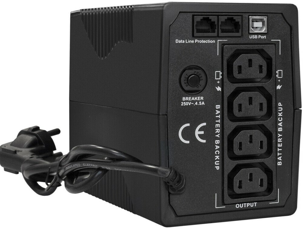 Источник бесперебойного питания Exegate EP285562RUS 800VA/480W, LCD, AVR, 4*IEC-C13, RJ45/11, USB, black - фото №2