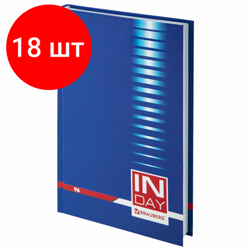 Комплект 18 шт, Блокнот А5 (135х206 мм), 96 л, твердый переплет, ламинированная обложка, клетка, BRAUBERG, INDAY blue, 121929