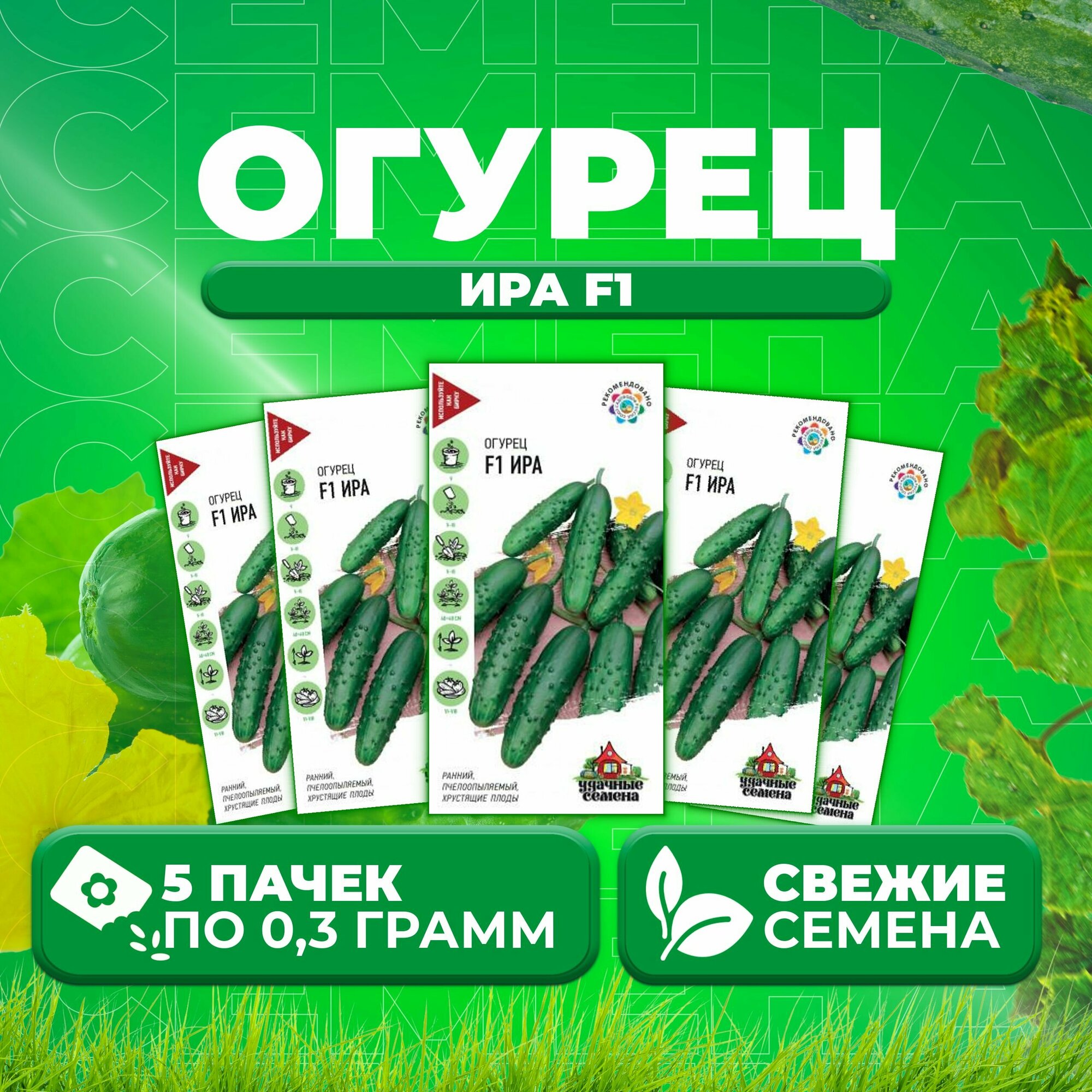 Огурец Ира F1 03г Удачные семена (5 уп)