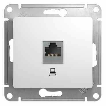 Розетка компьютерная RJ45 кат.5E Glossa, цвет белый