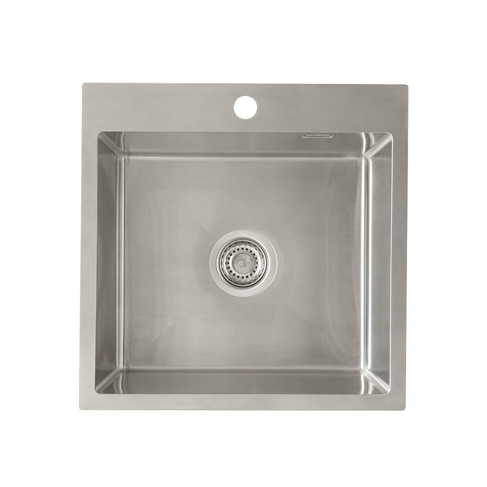 фото Мойка для кухни Ukinox Практика 500х500х200 мм врезная квадратная с сифоном нержавеющая сталь (PRB500.500 -GT10C 0CW)