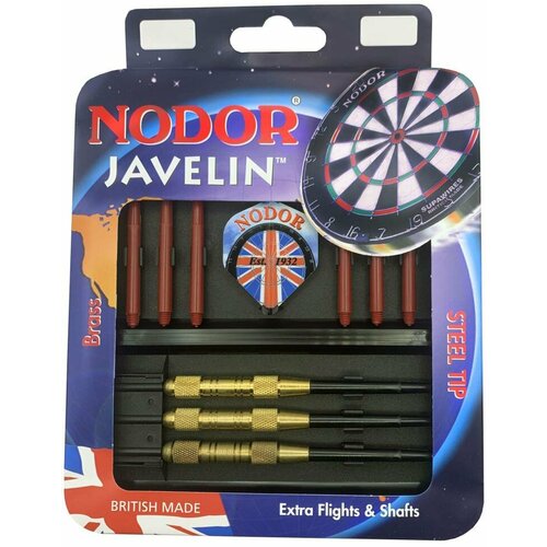 набор из дротиков 26гр nodor javelin brass steeltip c аксессуарами Дротики Nodor Javelin Brass steeltip 22gr (25 gramm)