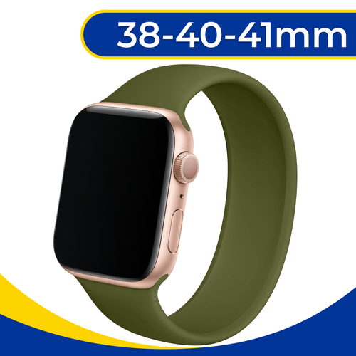 Силиконовый ремешок на Apple Watch 1-9, SE 38, 40, 41 мм / Спортивный монобраслет на часы Эпл Вотч 1, 2, 3, 4, 5, 6, 7, 8, 9 и СЕ / Оливковый silicone case for apple watch 7 6 se 5 4 3 2 1 plastic bumper cover protection shell for iwatch 42mm 41mm 38mm 45mm 44mm 40mm