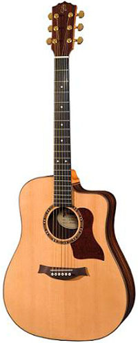 Acoustic guitar Raimundo DC701CE - Dreadnought cutaway acoustic guitar with Fishman Pre-Sys Plus equipment installed. Laminated rosewood body, cedar top, glossy polish. Case or bag sold separately