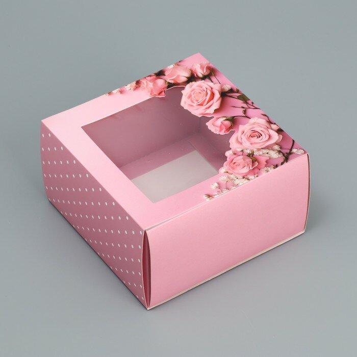 Коробка складная «Нежные розы», 14 х 14 х 8 см