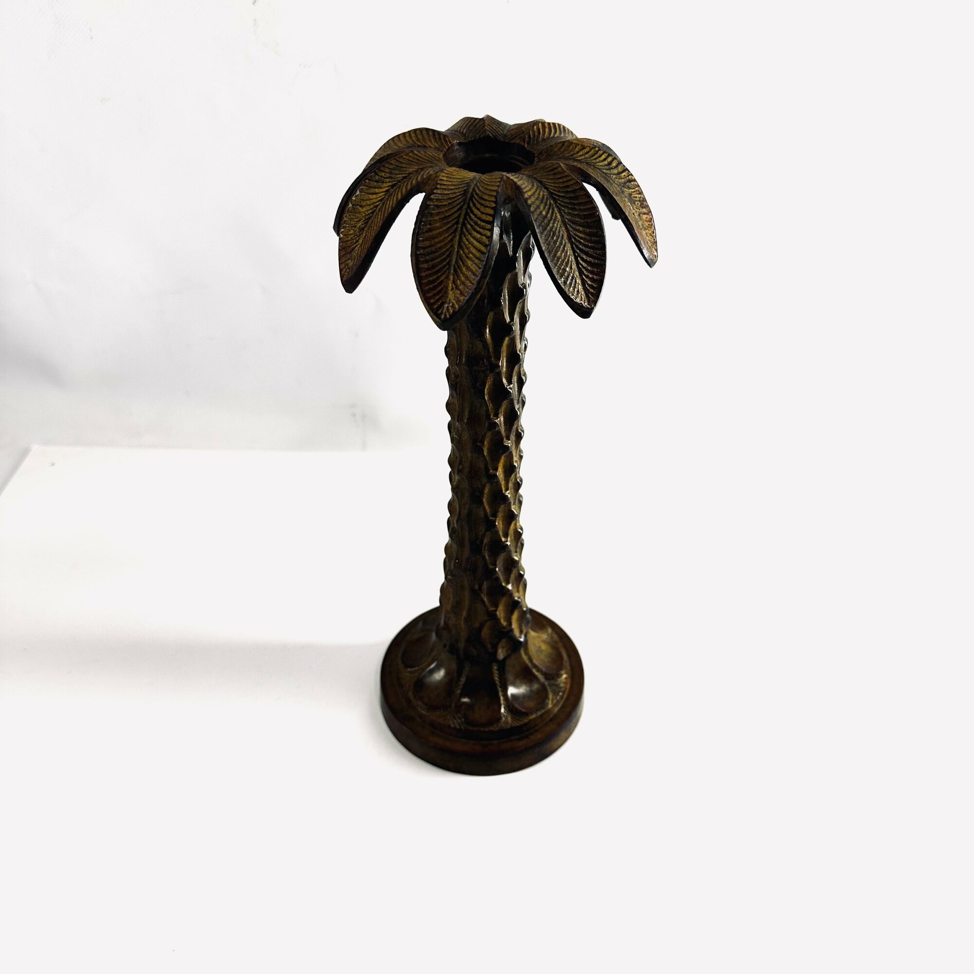 Подсвечник в виде пальмы, бронза / патина, 27.5 х12.5 х 10 см, Индия