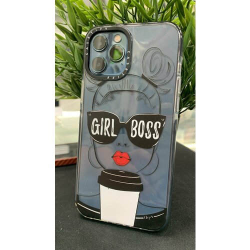 Чехол силиконовый Casetify для Iphone 12 pro Max полупрозрачный с принтом Girl boss