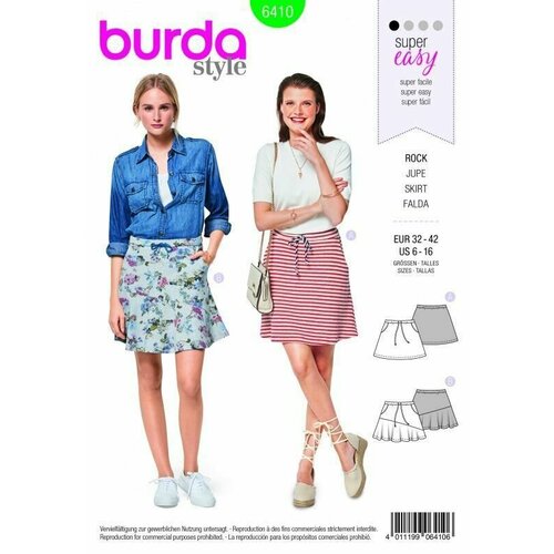 Выкройка Burda 6410 - Юбка выкройка burda 6200 женская юбки