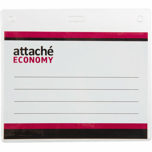 Attache Бейдж Attache Economy 108x126 150мкм, шнур.2заж 45см син, вклад.90x120 5шт/уп