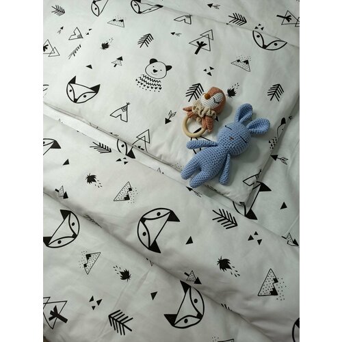 комплект в кроватку 7 ми предметный мишкин сон голубой поплин Постельное белье детское / Комплект постельного белья Детский в кроватку