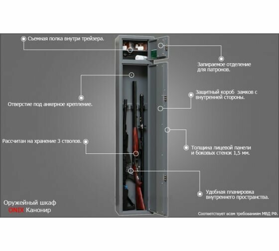 Шкаф оружейный Onix Канонир MEs - фото №7