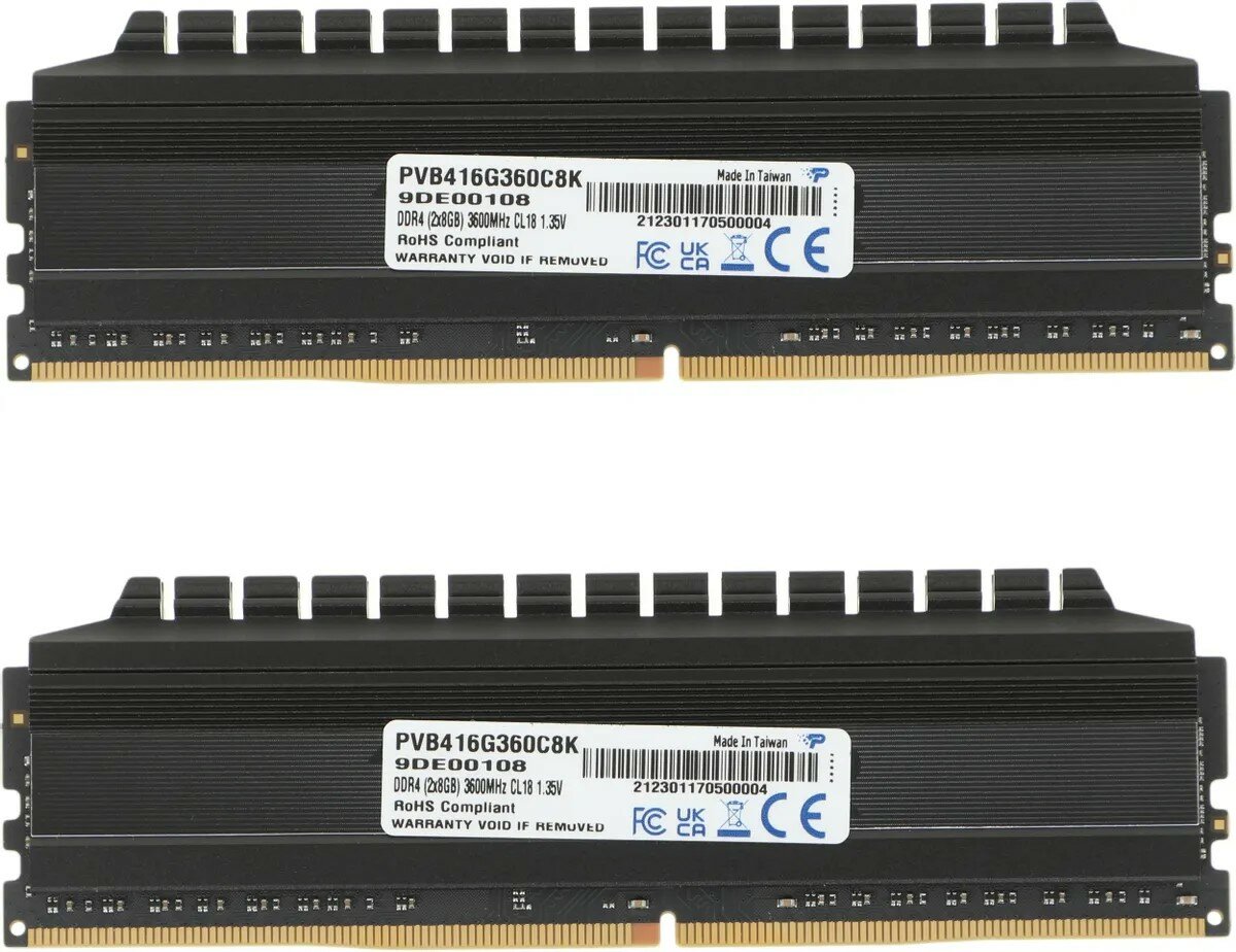 Оперативная память Patriot Memory VIPER 4 BLACKOUT 16 ГБ (8 ГБ x 2 шт.) DDR4 3600 МГц DIMM CL18 PVB416G360C8K - фото №8